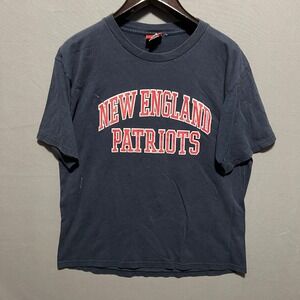 NFL New England Patriots Mens Navy Blue Graphic T-Shirt Large Collegiate Logo